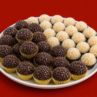 Chocolate Brigadeiros Com Beijinho de Coco / Chocolate Brigadeiros with Coconut Candy